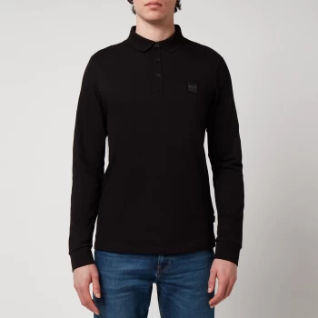Image of BOSS Casual Mens Passerby Long Sleeve Polo Shirt - Black - M