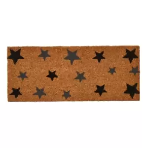 Image of Astley 25x60cm Charcoal Stars Natural Printed, PVC Backed Coir Mat