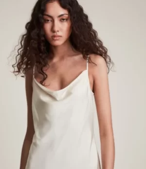 Image of AllSaints Womens Hadley Dress, Arctic White, Size: 14