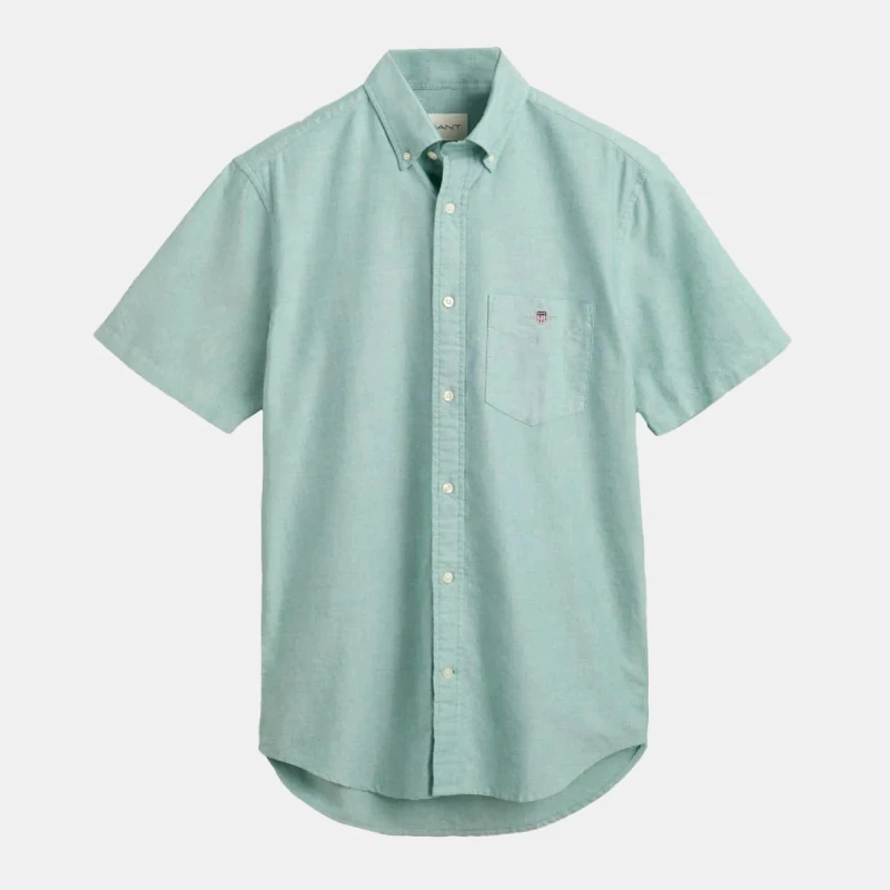 Image of Gant Regular-Fit Classic Short Sleeves Oxford Shirt Green male S