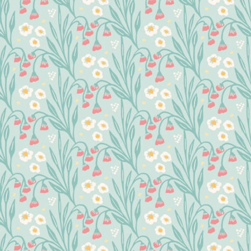 Image of Hoopla Walls Meadow Stripe Seafoam & Coral Smooth Matt Wallpaper