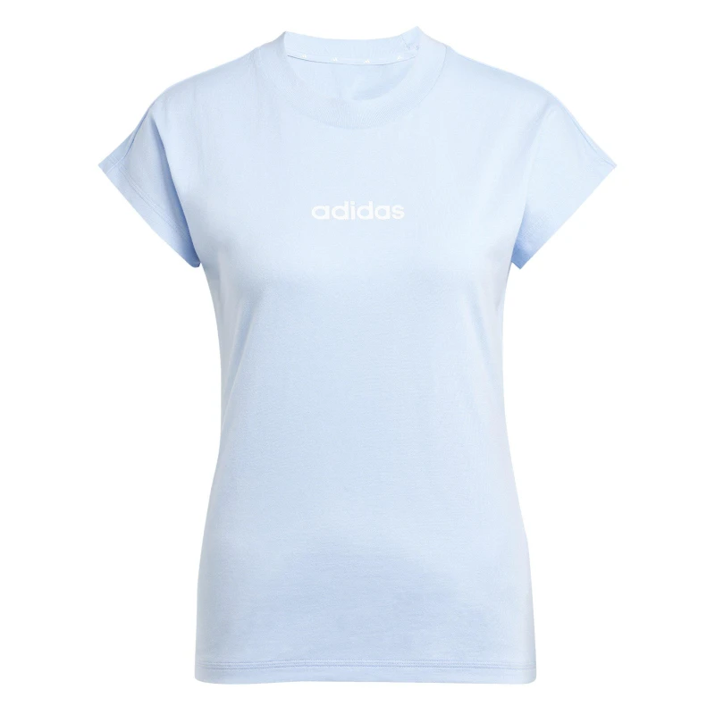 Image of adidas Essentials Linear Cotton T-Shirt Womens Glow Blue female L (16-18)