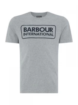 Image of Mens Barbour Short Sleeve Large Logo T Shirt Grey Marl