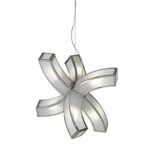 Image of Duna GU10 Pendant 6 arms 6 Light L1/SGU10, Polished Chrome/White Acrylic, CFL Lamps INCLUDED