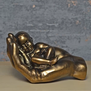 image of A Little Handful Bronze Effect Baby Sculpture 14cm