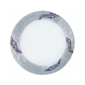 Image of Kolarz SERENA - Designer Glass Patterned Flush Ceiling Lamp Polished Chrome - Kiss Silver Pattern, 2x E27