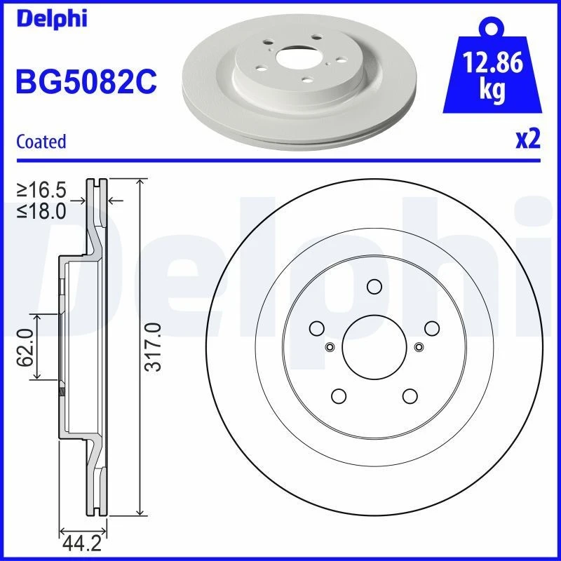 Image of DELPHI Brake disc DELPHI BG5082C