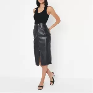 Missguided Stitch Contrast Seam Midi Skirt - Black