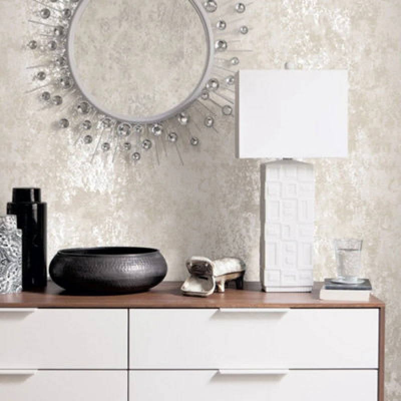 Image of Galerie Metallic Fx Silver Beige Metallic Industrial Texture Textured Wallpaper