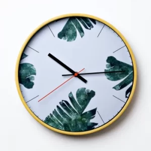 image of Hometime Round Wall Clock Tropic Leaf 30 cm