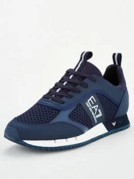 Image of Emporio Armani EA7 Logo Runner Trainers Navy Size 10 Men