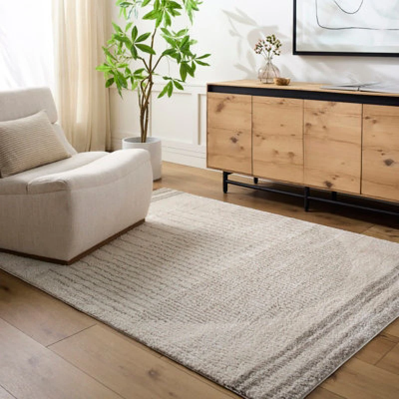 Image of Livabliss Machine Washable Global Shaggy Medium Grey Enso3 Area Rug 160 X 213cm - Easy Care, Non Shedding, Ideal For Living Room & Bedroom