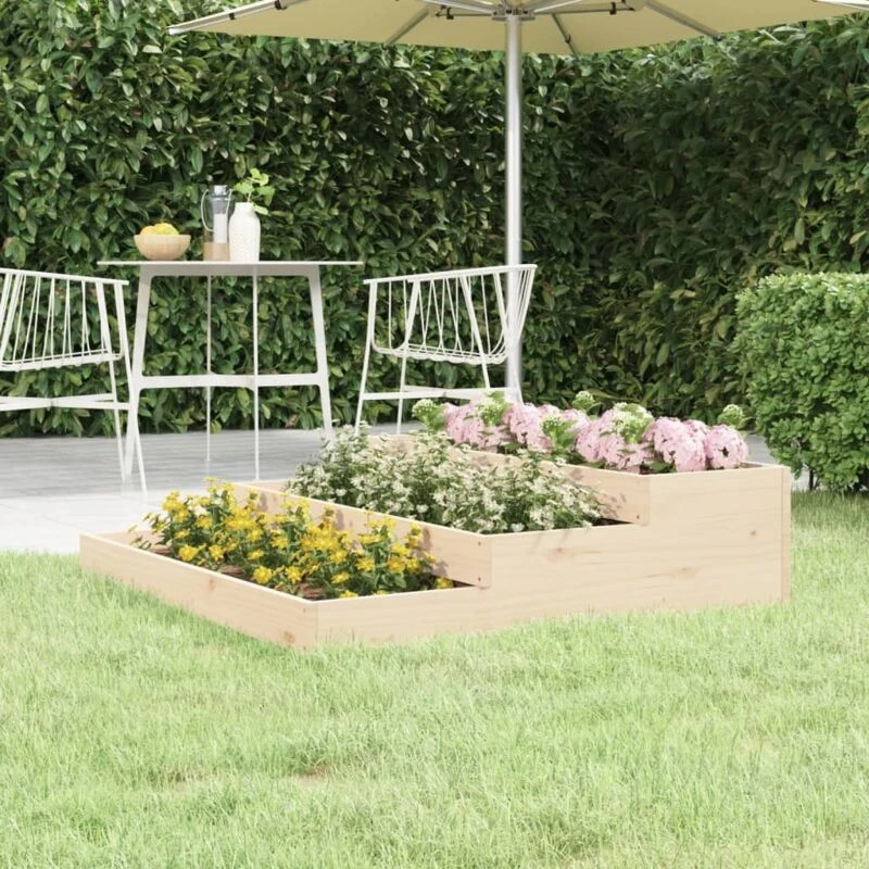 Image of vidaXL Planter 107x107x27cm Solid Wood Pine, Brown 823913