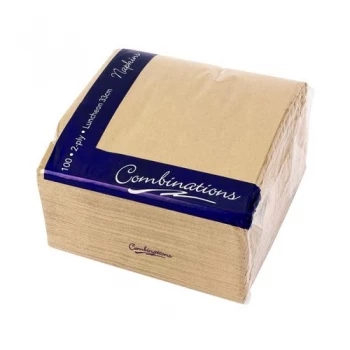Image of Combinations Napkin 330mm x 330mm Brown Pack of 100 3324RCCOM