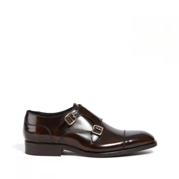 Image of Reiss Rivington Monk Strap Smart Shoes - Brown