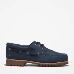 Image of Timberland 3-eye Lug Handsewn Boat Shoe For Men In Navy, Size 10