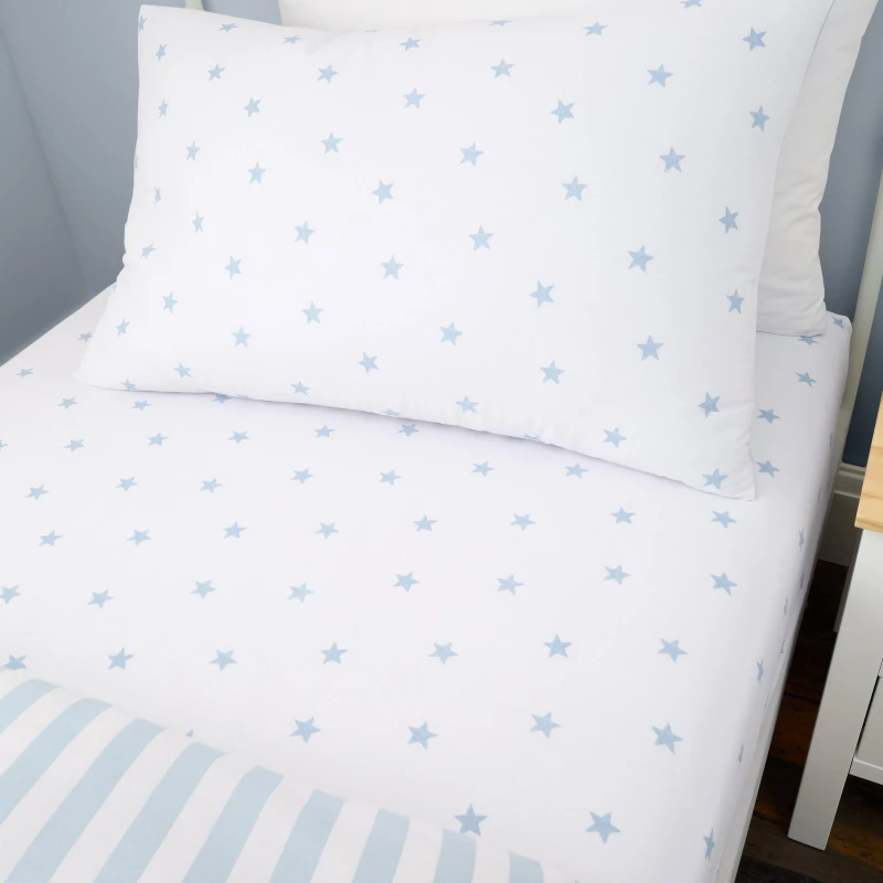 Image of Bianca Mini Star & Stripes Cotton Fitted Sheet Blue unisex Double
