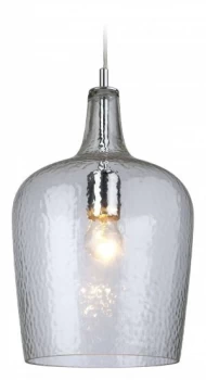 image of 1 Light Glass Dome Ceiling Pendant Chrome, Clear Glass, E27