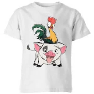 image of Moana Hei Hei and Pua Kids T-Shirt - White - 11-12 Years