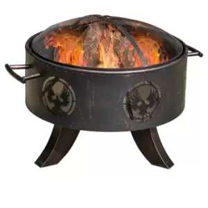 image of Outsunny Outdoor Fire Pit Firebowl With Screen Cover & Poker For Patio Backyard - Bronze