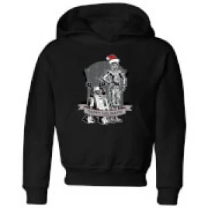 Image of Star Wars Happy Holidays Droids Kids Christmas Hoodie - Black - 11-12 Years