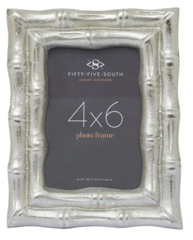 Image of Orsina Hiba Silver Finish Bamboo Effect 4" X 6" Photo Frame
