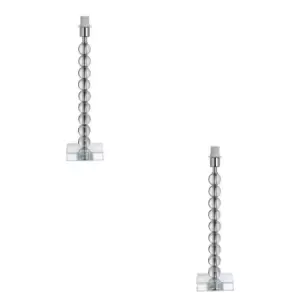 Image of 2 PACK Crystal Glass Table Lamp Base - Polished Nickel Metalwork - Bedside Light