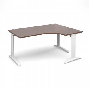 image of TR10 Deluxe Right Hand Ergonomic Desk 1600mm - White Frame Walnut Top