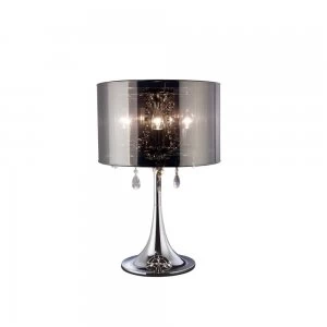 image of Table Lamp with Chrome Shade 3 Light Polished Chrome, Crystal