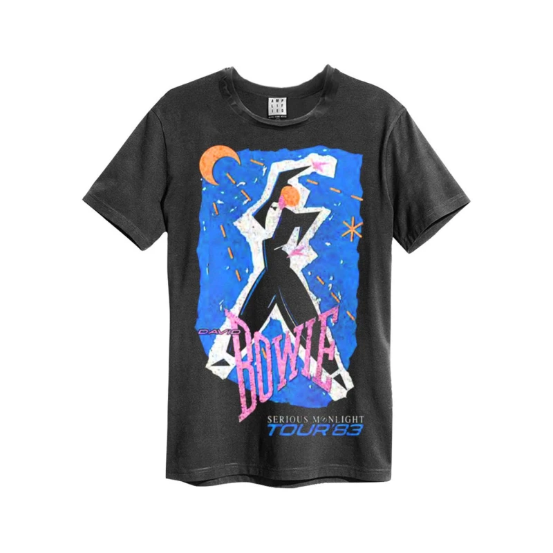 Image of Amplified Amplified Men Serious Moonlight David Bowie T-Shirt in Charcoal Size: X-Small Charcoal XS Male 5063238049987