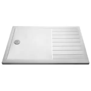 image of 1600 x 800mm Low Profile Rectangular Walk In Shower Tray with Drying Area - Purity