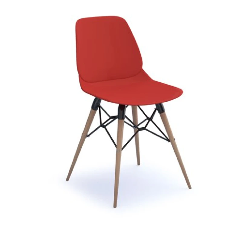 Image of Strut Multi - Purpose Chair with Oak Frame and Black Detailing - Red