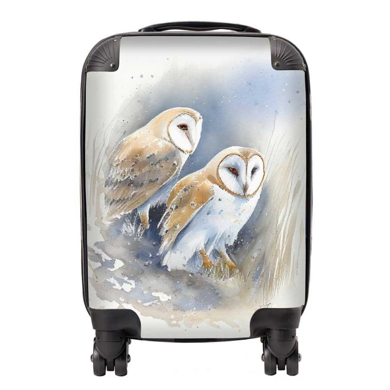 Image of Warren Reed - Designer Barn Ano Owls Watercolour Suitcase in Brown Size: Large Brown Unisex Large