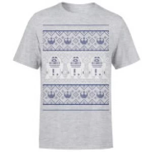 Image of Star Wars Christmas R2D2 Knit Grey T-Shirt - L