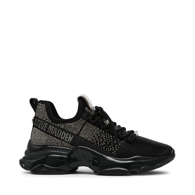 Image of Steve Madden Womens Mysteria Runners Black/Pewter female 4 (37)
