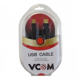 image of VCOM USB 2.0 A (M) to USB 2.0 B (M) 3m Black Retail Packaged Printer/Scanner Data Cable