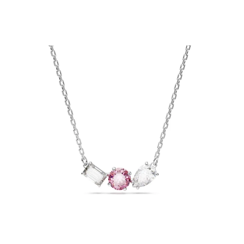 Image of Swarovski Mesmera Pink Mixed Cuts Rhodium Plated Necklace 5668275 Pink female