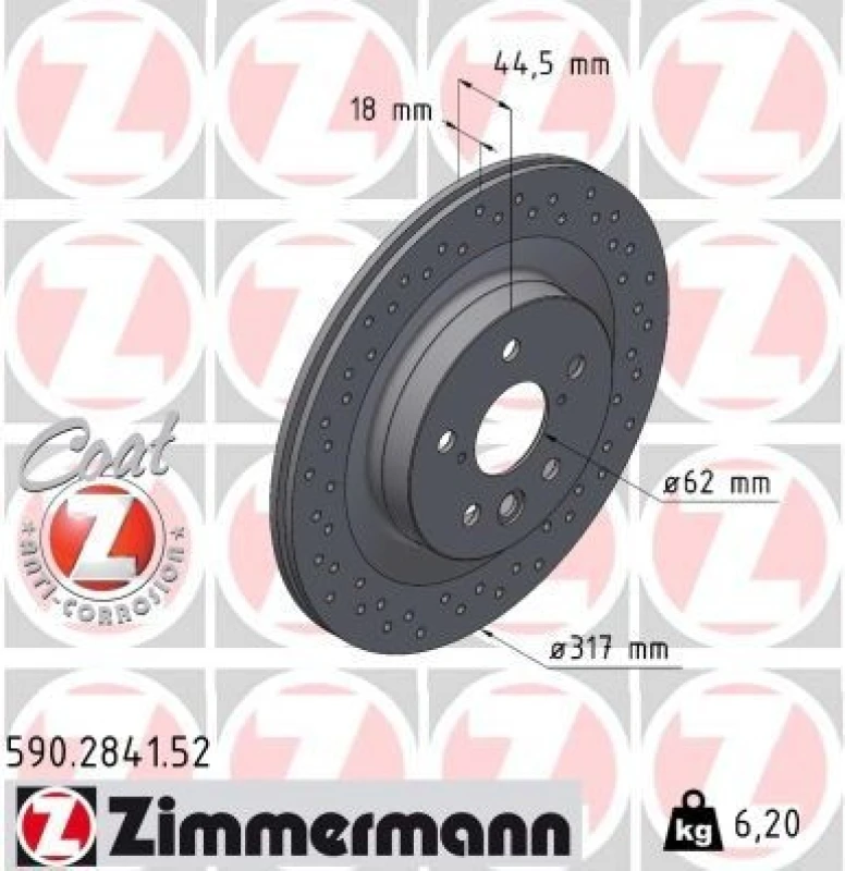 Image of ZIMMERMANN Brake disc ZIMMERMANN 590.2841.52