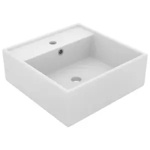Image of VidaXL Luxury Ceramic Square Basin Overflow - Matt White
