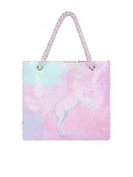 image of Monsoon Girls Ellie Unicorn Sequin Shopper Bag - Multi