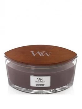 image of Woodwick Hearthwick Ellipse Candle ; Sueded Sandalwood