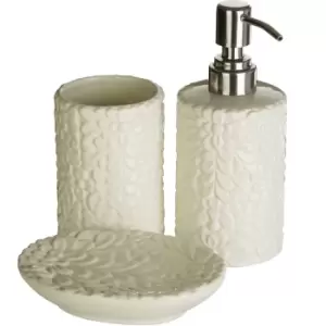 image of Premier Housewares 3 Piece Magnolia Dolomite Bathroom Set - Cream