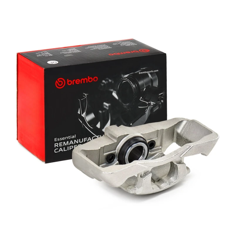 Image of BREMBO F 85 204 Brake caliper ESSENTIAL LINE Front Axle Left Grey Cast Iron Brake Caliper (78)