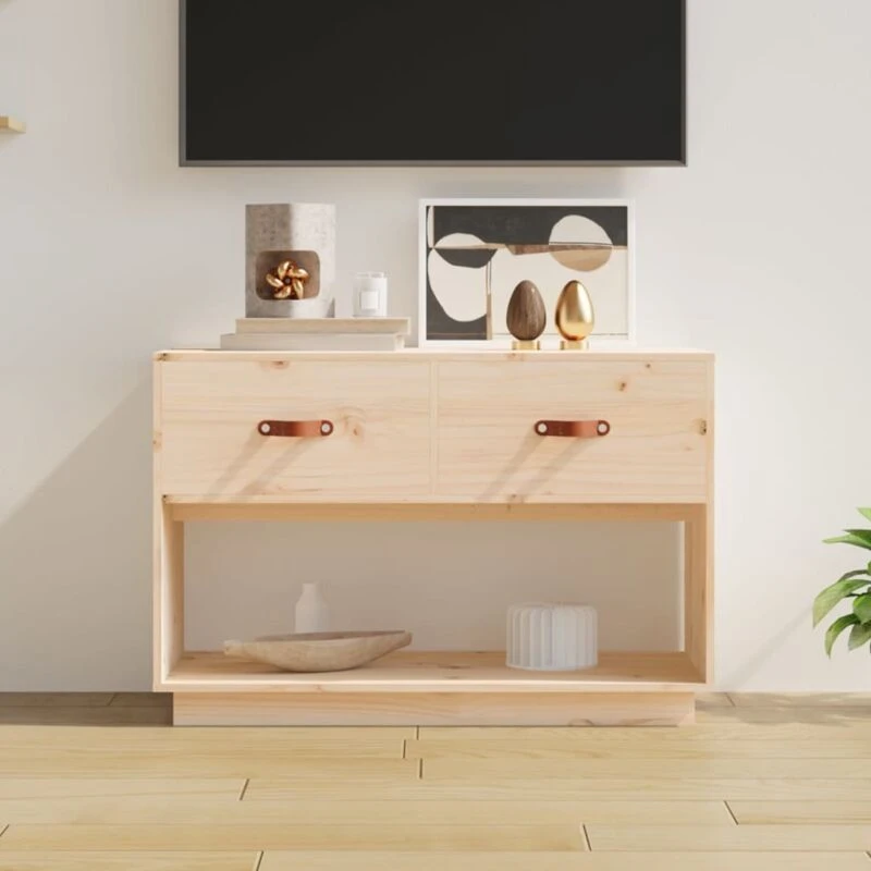 Image of Vidaxl TV Cabinet 90X40X60 Cm Solid Wood Pine, Brown 821522