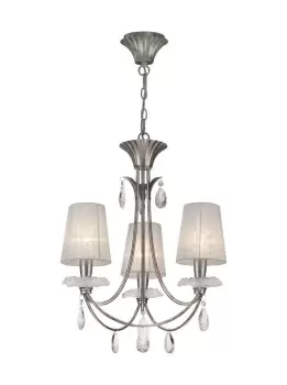 Image of Sophie Ceiling Pendant 63cm Round, 3 x E14 (Max 20W), Silver Painting, White Shades