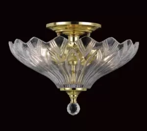 Image of Dallas Polished Brass Bowl Semi Flush Ceiling Light