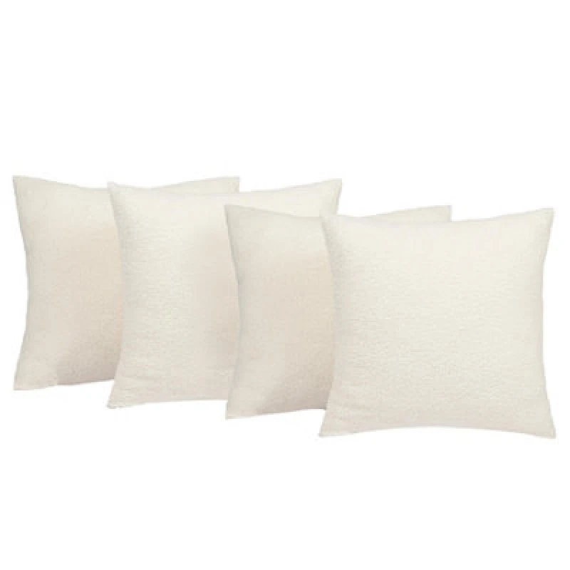 Image of OHS OHS 4 Pack of Boucle Teddy Fleece Cushion Covers in Cream Size: 45cm x 45cm Cream 45cm x 45cm Unisex 5027434159437