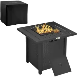 image of 50,000 btu Gas Firepit Table with Protective Cover, Spark Guard - Black - Outsunny