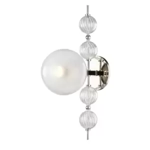 image of Calypso 1 Light Wall Sconce Polished Nickel, Glass