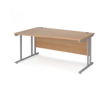 Image of Maestro 25 left hand wave desk 1600mm wide silver cantilever leg